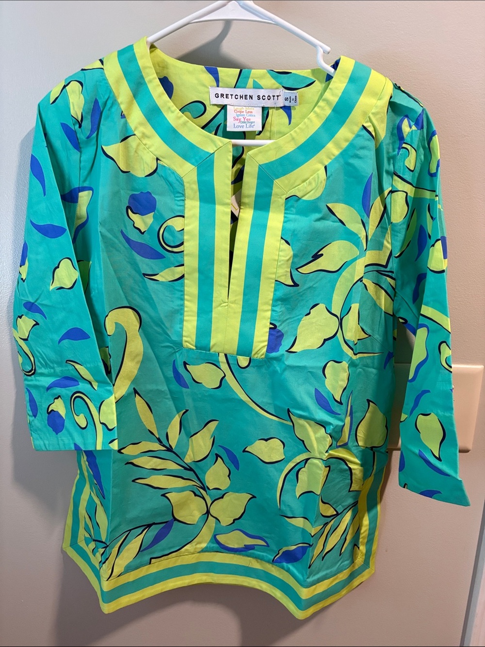 Gretchen Scott Designs Aqua & Lime Floral Women’s Tunic